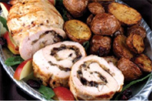 Grilled Turkey Breast with Cran-Apple Cremini Stuffing