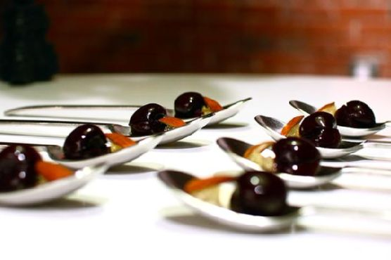 Bleu Cheese Stuffed Wine Cherries With Honeycomb