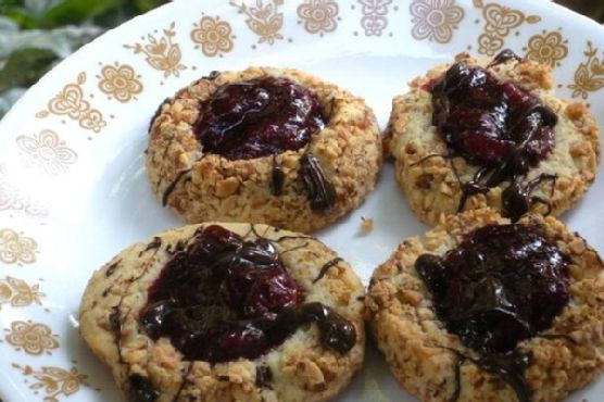 Chocolate & Strawberry Thumbprint Cookies