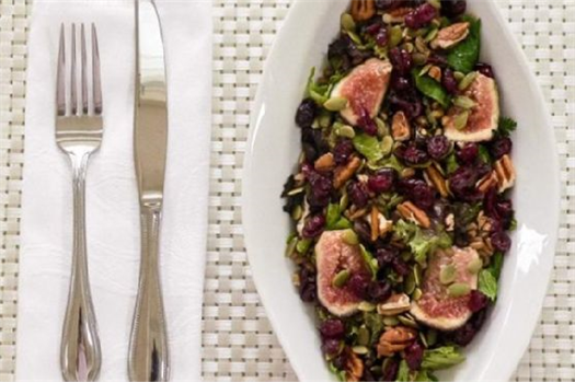 Mixed Green Farro Salad And Fresh Figs