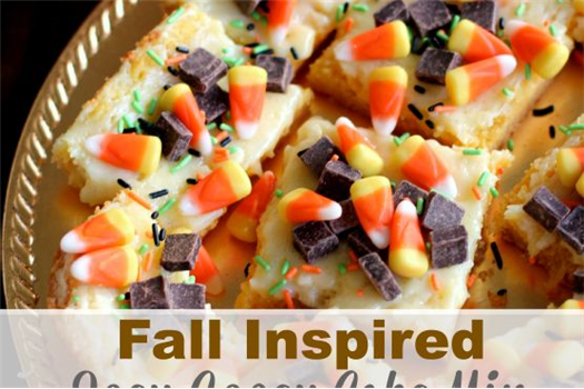 Fall Inspired Ooey Gooey Cake Mix Cheesecake Bars