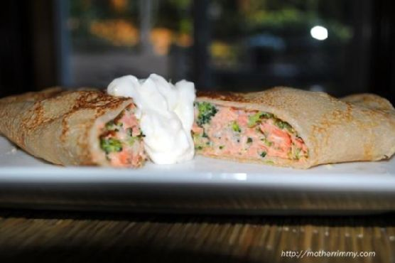 Salmon and Broccoli Crepes