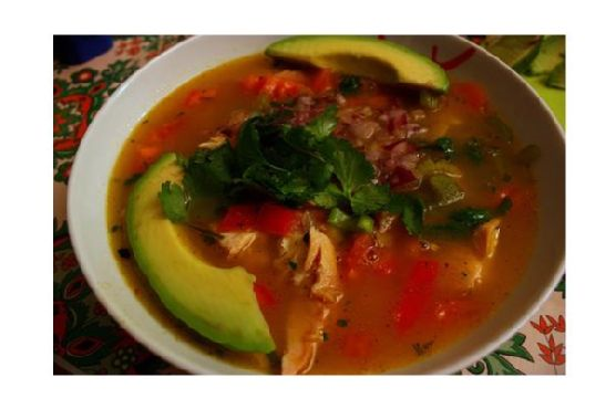 Avocado, Corn, Tomato and Tortilla Soup