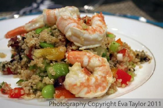 Quinoa Tabouli with Lemon Garlic Grilled Shrimp