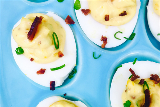 Bacon Scallion Deviled Eggs