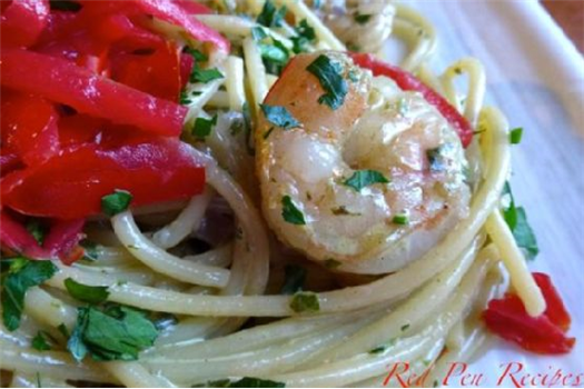 Fresh Pesto Shrimp Pasta