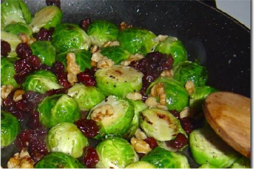 Brussels Sprouts Lardons With Cherries and Walnuts
