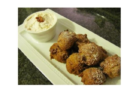 Pancetta Pumpkin Fritters With Cinnamon Whipped Cream