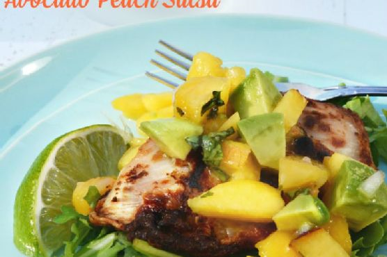 Chicken with Avocado Peach Salsa