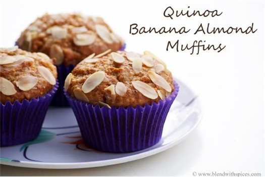 Eggless Quinoa Banana Almond Muffins - How to make Quinoa Muffins